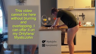 Preparing a special dinner for my roommate with my big dick and a special cum ingredient