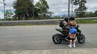 Beautiful ass on my motorcycle. A little ride and she lets her pants rip open for me to fuck. porn video thumbnail